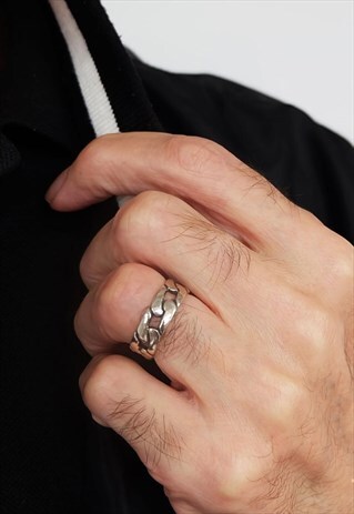 BIG STACK ROPE STERLING SILVER RING