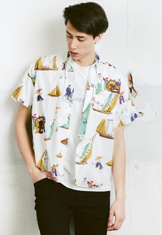 VINTAGE 90S SHIP PRINT SHIRT