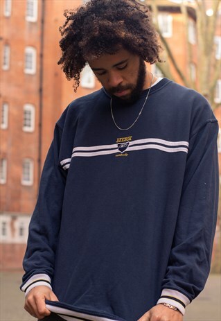 VINTAGE REEBOK CENTRAL LOGO IN NAVY AND WHITE