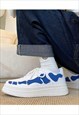BONE PATCH SNEAKERS SKELETON TRAINERS IN BLACK WHITE