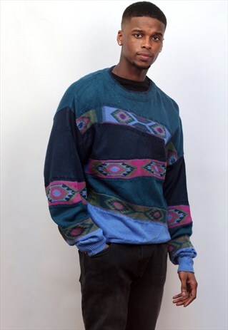 1990'S VINTAGE JAZZY KNIT JUMPER IN MULTICOLOUR