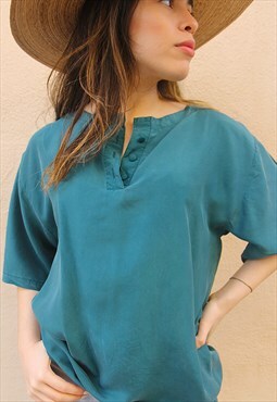Teal Green Short Sleeved Crew Neck Top