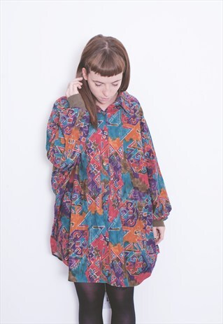 VINTAGE AZTEC PATTERN SHIRT DRESS