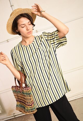 80'S RETRO NAUTICAL FESTIVAL PARIS CHIC BLOUSE TOP