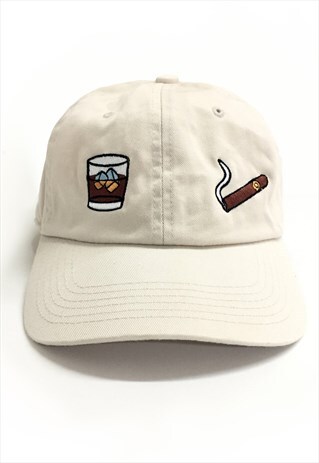 DAD BRAND CAP SCOTCH & CIGAR - PREMIUM BASEBALL CAP - BEIGE