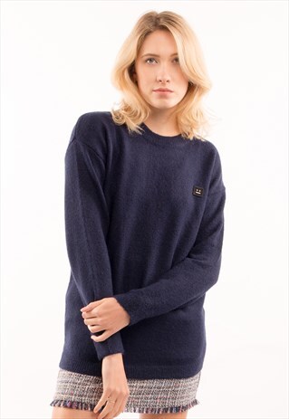 UN-HAPPY FACE EMBELLISHED JUMPER (BLUE)