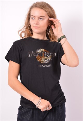 VINTAGE HARD ROCK CAFE BARCELONA T-SHIRT TOP BLACK
