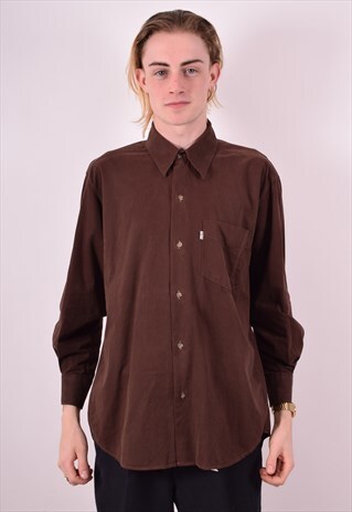 LEVI'S MENS VINTAGE SHIRT SMALL BROWN 90S