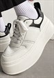 CHUNKY SNEAKERS EDGY PLATFORM TRAINERS RETRO SHOES IN WHITE