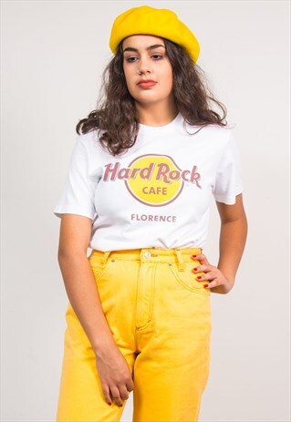 VINTAGE 90'S WHITE HARD ROCK CAFE FLORENCE T-SHIRT