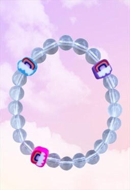 Fun Happy Rainbows - Clear Quartz Beaded Gemstone Bracelet