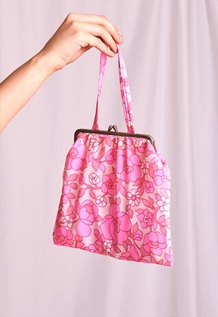 VINTAGE 60S SMALL HANDBAG IN PINK FLORALS