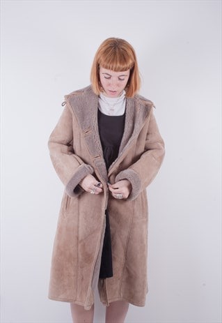 VINTAGE SHEEPSKIN SEARLING MAC STYLE LONG COAT