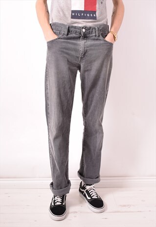 LEVI'S MENS VINTAGE CORDUROY TROUSERS W33 L34 GREY 90S