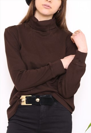 VINTAGE 90S BROWN POLO HIGH TURTLE NECK TOP