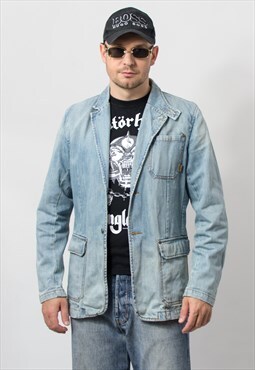 Vintage y2k denim jacket in blue blazer jean