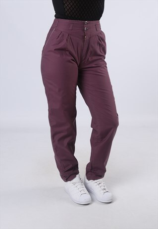 HIGH WAISTED TROUSERS PLAIN WIDE TAPERED UK XS (GK3N)