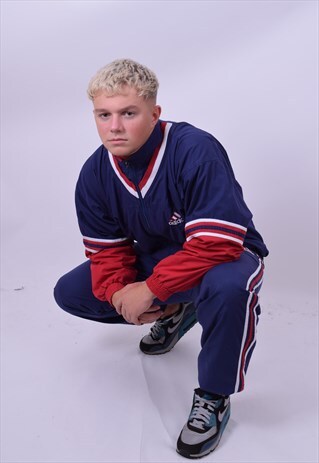 VINTAGE 90'S BLUE & RED TRACKSUIT ADIDAS SIZE MEDIUM