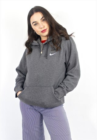 90'S RETRO GREY HOODED SWEATSHIRT