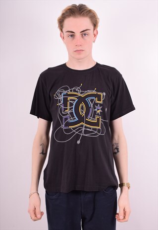 MENS VINTAGE T-SHIRT TOP MEDIUM BLACK 90'S