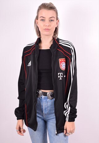 ADIDAS WOMENS VINTAGE TRACKSUIT TOP JACKET MEDIUM BLACK 90'S