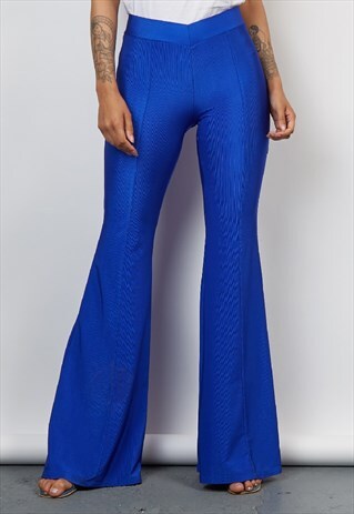 VINTAGE 90'S ROYAL BLUE BABY RIB FLARES