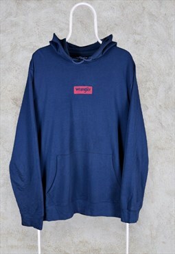 Wrangler Hoodie Blue Box Logo Men's Large