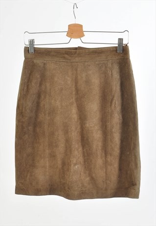 VINTAGE 00S SUEDE LEATHER SKIRT IN BROWN