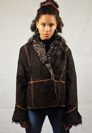 VINTAGE / SUEDE STYLE / FAUX FUR JACKET