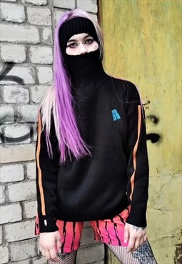 Balaclava sweater face mask turtleneck grunge jumper black