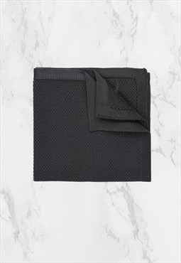 Black Polyester Knitted Pocket Square
