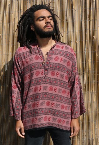 VINTAGE LINEN ABSTRACT DESIGN SHIRT