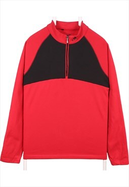 Adidas 90's Quarter Zip Spellout Logo Sweatshirt Medium Red