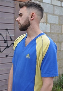 Vintage 90's adidas Equipment colour block v neck tee