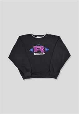 Vintage 90s Reebok Embroidered Logo Sweatshirt in Black