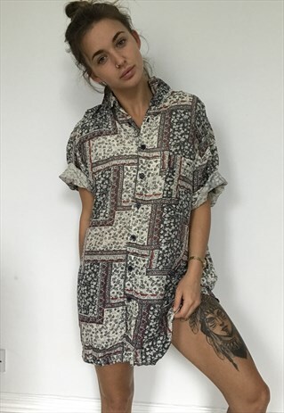 PATTERNED OVERSIZED RETRO VINTAGE UNISEX FESTIVAL SHIRT