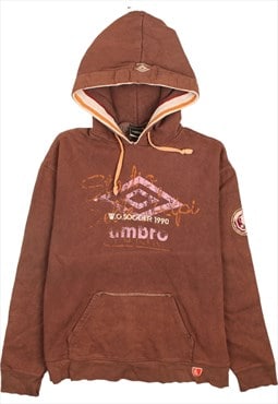 Vintage 90's Umbro Hoodie Pullover Spellout Brown XXLarge