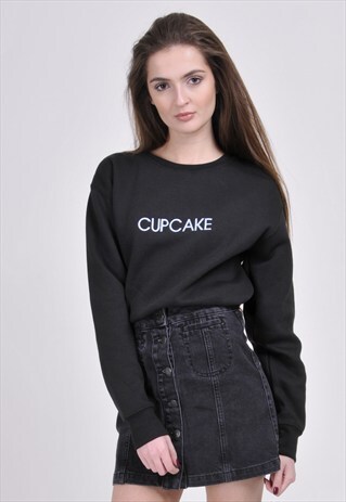 BLACK CUPCAKE (BLUE) SWEATSHIRT - EMBROIDERED