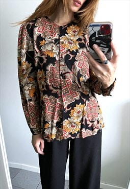 80s Fancy Boho Chic Blouse - Large