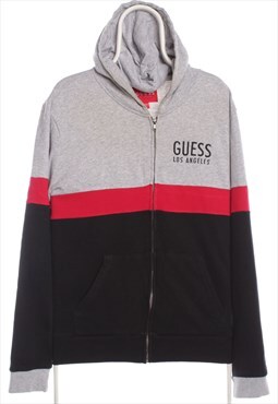 Guess 90's Full Zip Up Spellout Hoodie Large Black