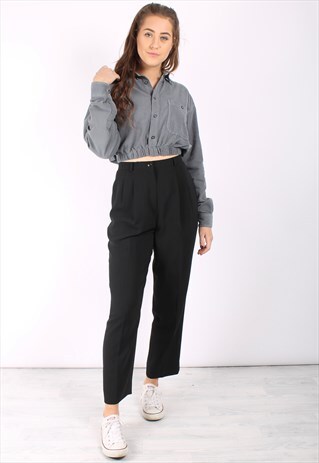 VINTAGE 90S TAILORED TROUSERS IN BLACK