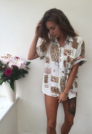 CRAZY PATTERN OVERSIZED UNISEX RETRO VINTAGE FESTIVAL SHIRT