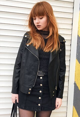 LEATHER LOOK BIKER JACKET