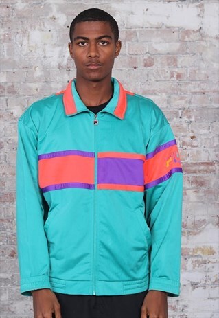 VINTAGE FILA LOGO TRACK JACKET TURQUOISE PINK