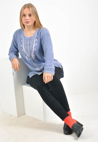 VINTAGE OVERSIZE CREW NECK JUMPER IN LIGHT PURPLE
