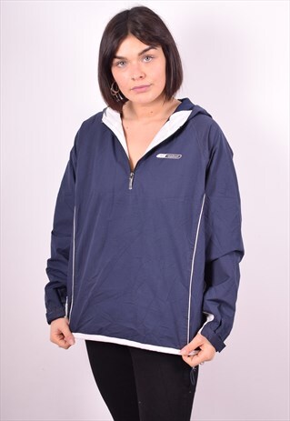 REEBOK WOMENS VINTAGE PULLOVER JACKET LARGE BLUE 90'S