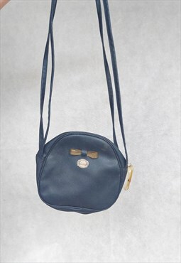 Vintage Fake Blue Leather Nannini Satchel, Small Shoulder