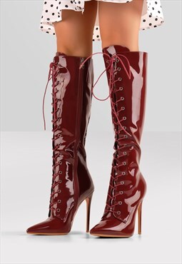 Sexy Stiletto Heel Lace-up Pointed Toe Over Knee Boots