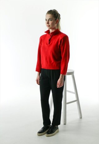 LONG SLEEVE RED JUMPER / FALL SOFT KNITTED SWEATER