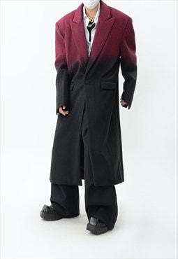 Men's Tie-dye gradient wool coat with silhouette design A v2